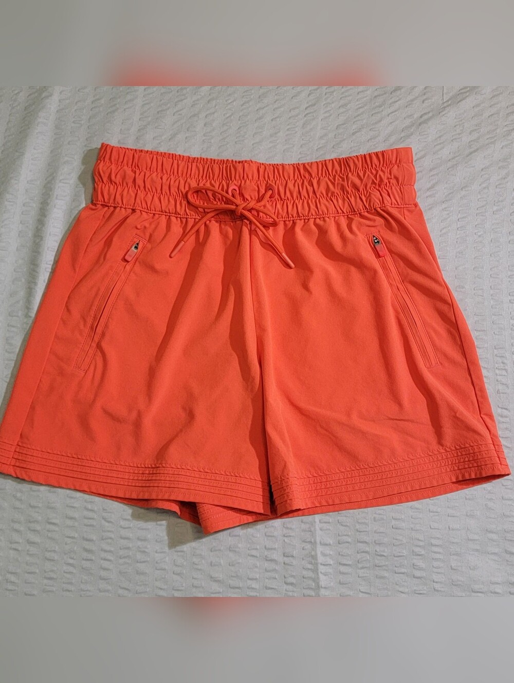 Athleta Coral Orange Elastic Waist Athletic Shorts